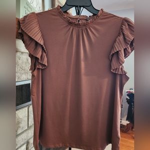 Adrianna Papell pleated flutter sleeve top size XL